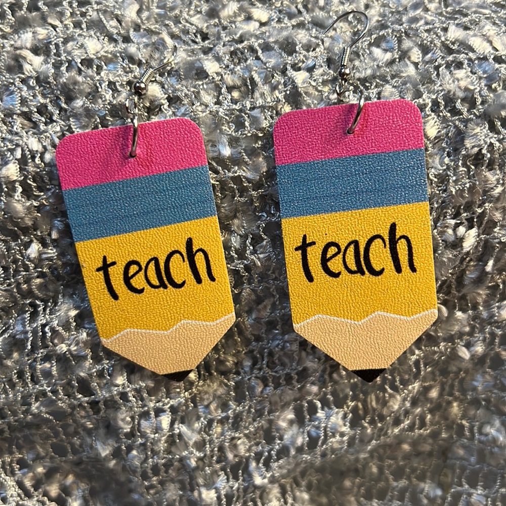 📚✏️Teach Faux Leather Earrings✏️📚